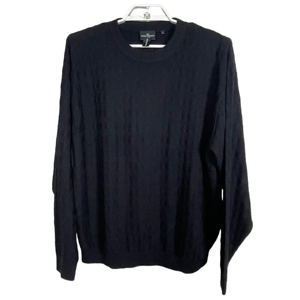 Hickey‎ Freeman Sport Silk Crew Neck Pullover Sweater Diamond Print Size L